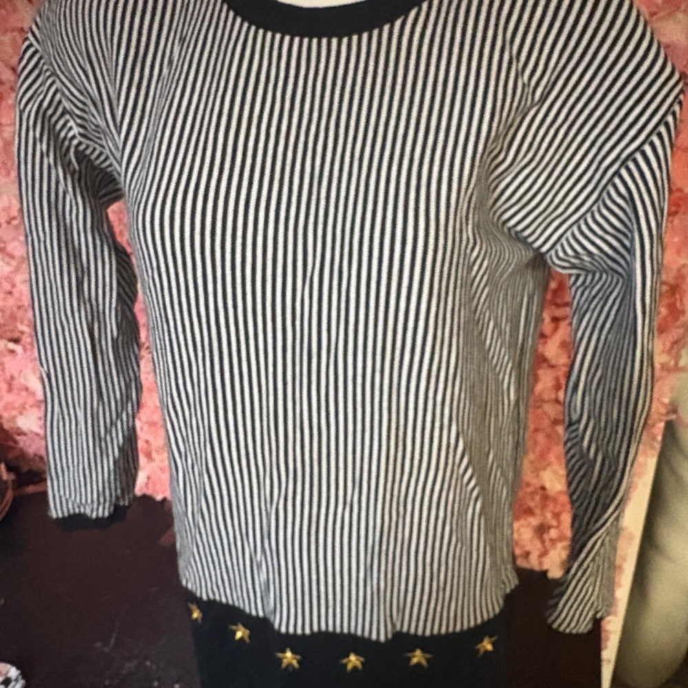 Richard Sport Vintage Striped shirt Navy Blue With Stars Size Small